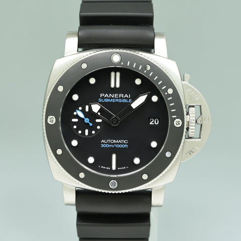 MINT Panerai Submersible PAM02973 42mm Steel Black Dial Dive Watch Box