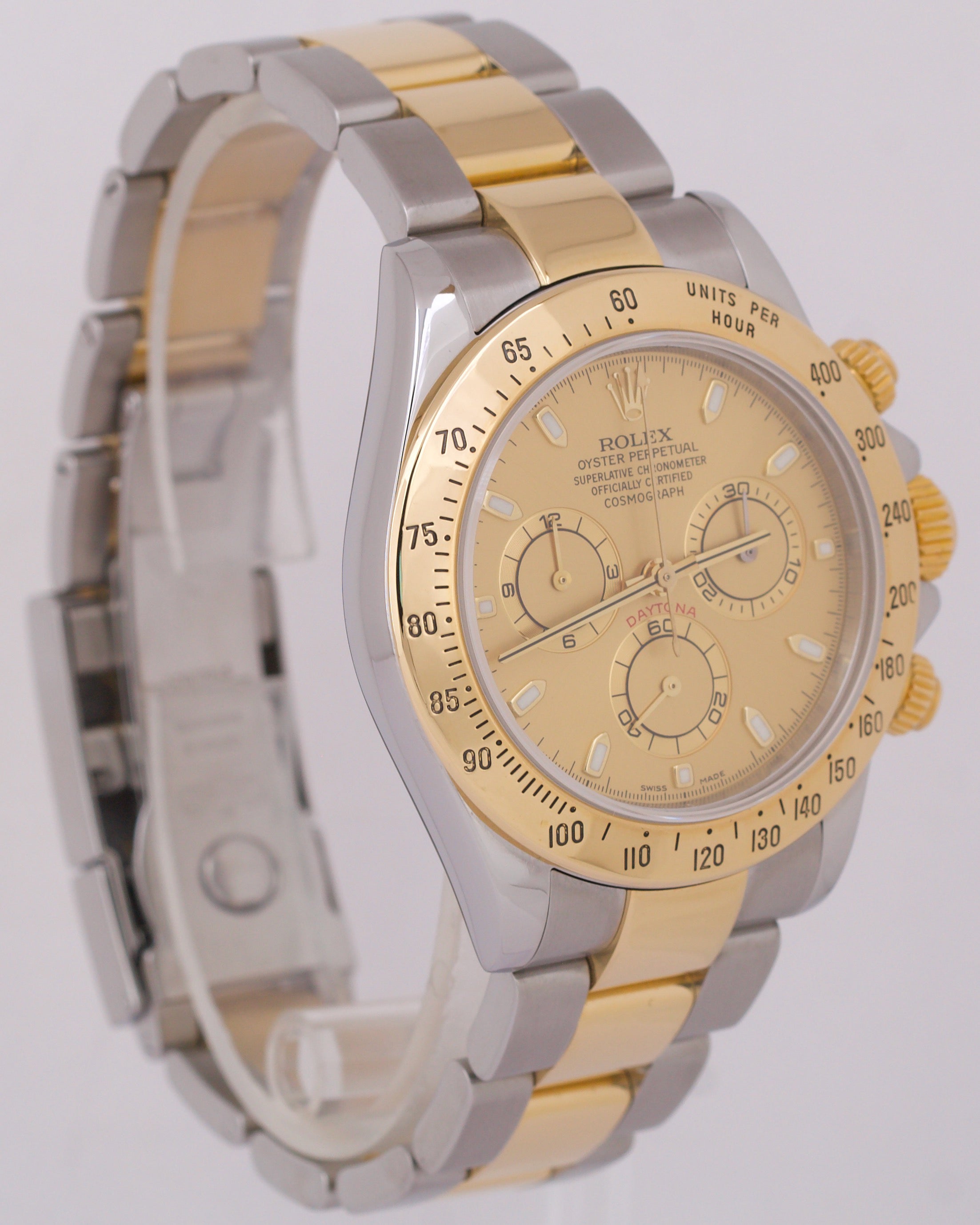 Rolex Daytona Cosmograph CHAMPAGNE 18K Yellow Gold Stainless Steel Watch 116523