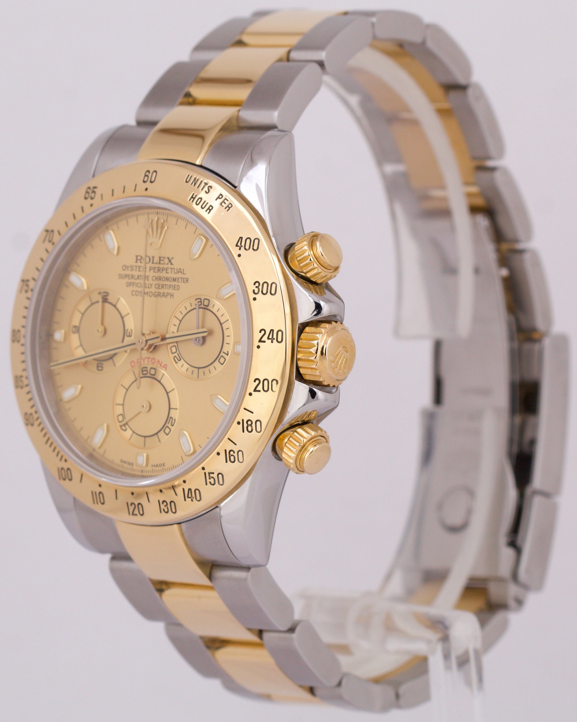 Rolex Daytona Cosmograph CHAMPAGNE 18K Yellow Gold Stainless Steel Watch 116523