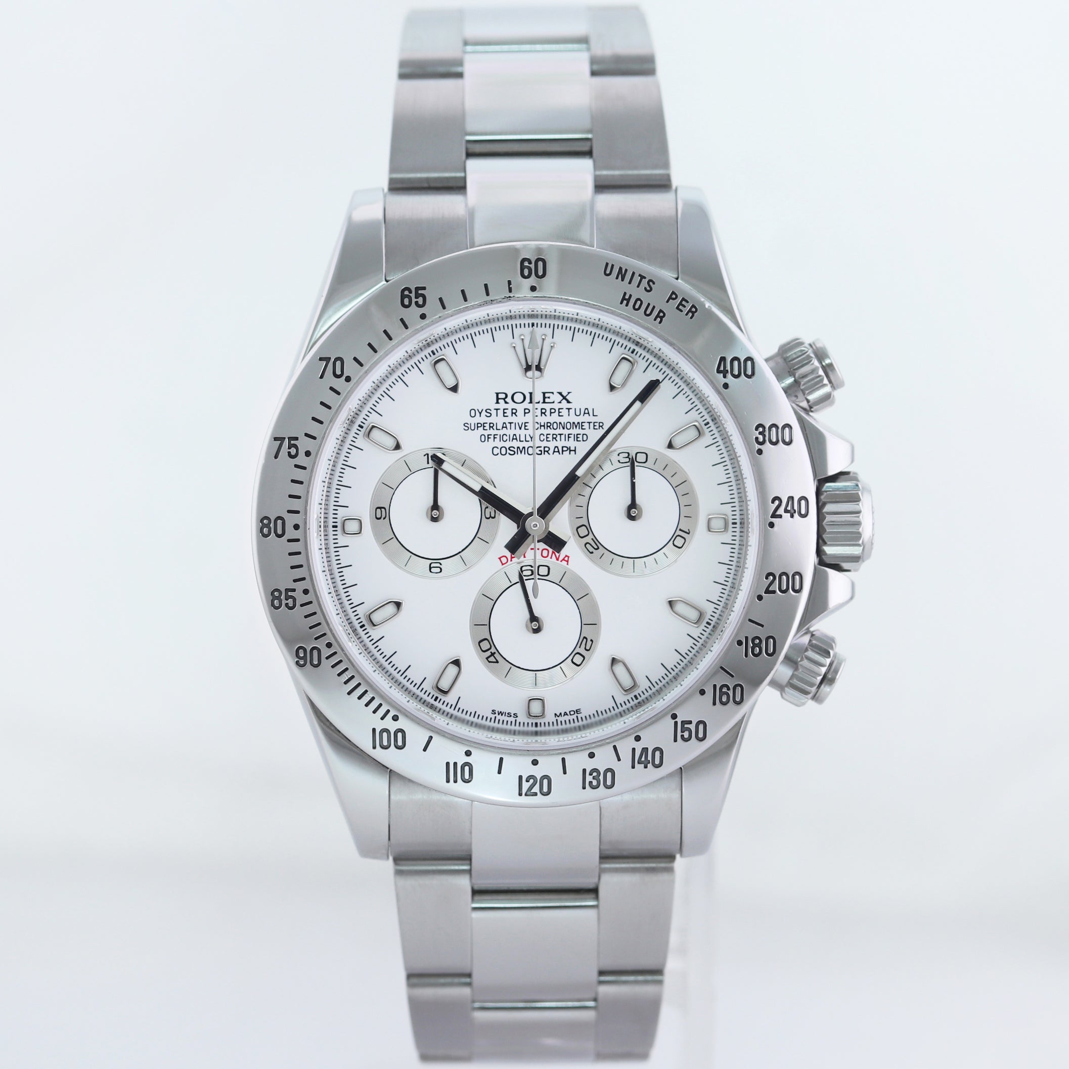 MINT 2014 Rolex Daytona 116520 White APH Steel Rehaut Chronograph 40mm Watch Box