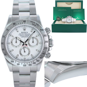 MINT 2014 Rolex Daytona 116520 White APH Steel Rehaut Chronograph 40mm Watch Box