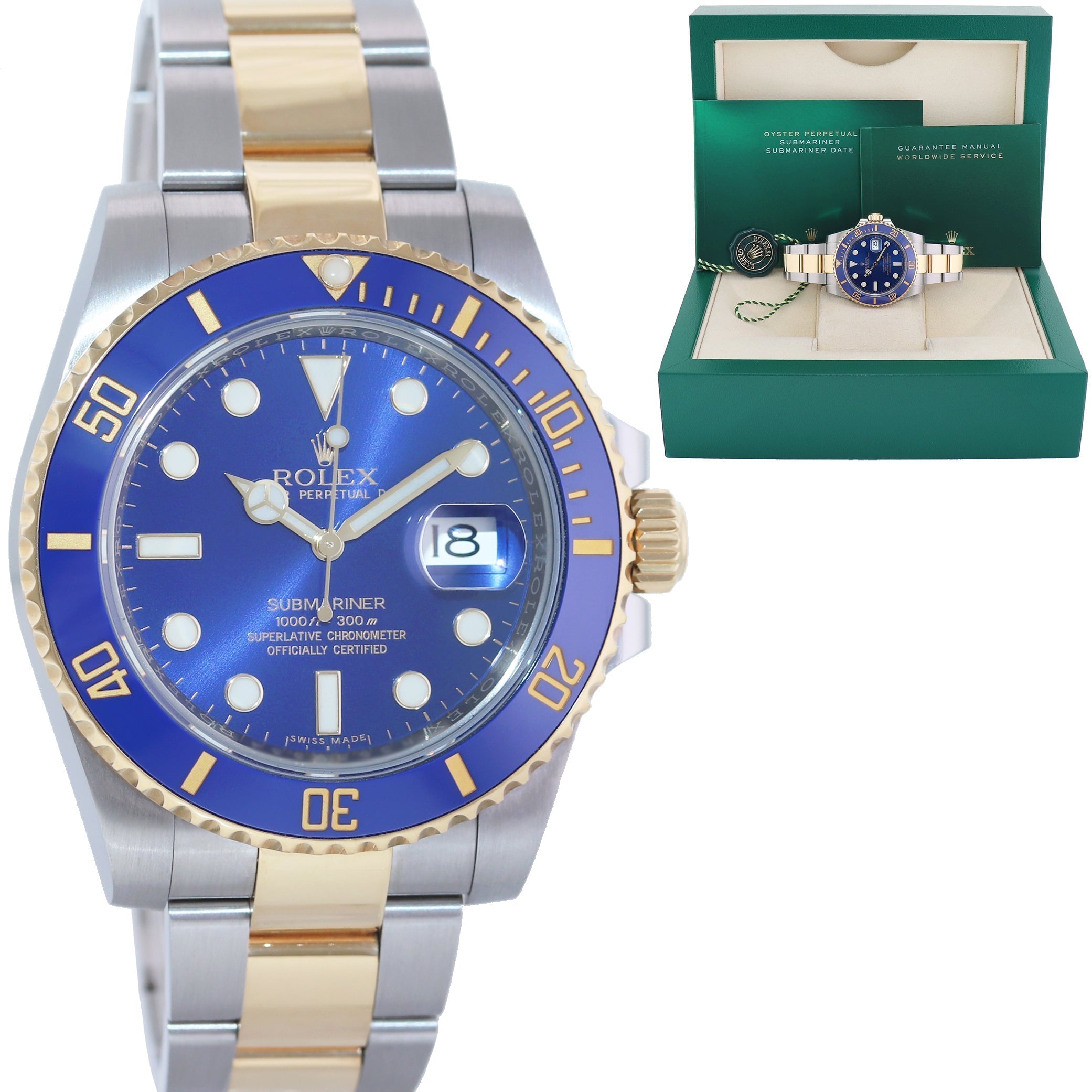 MINT 2018 Rolex Submariner Blue Ceramic 116613LB Two Tone Yellow Gold
