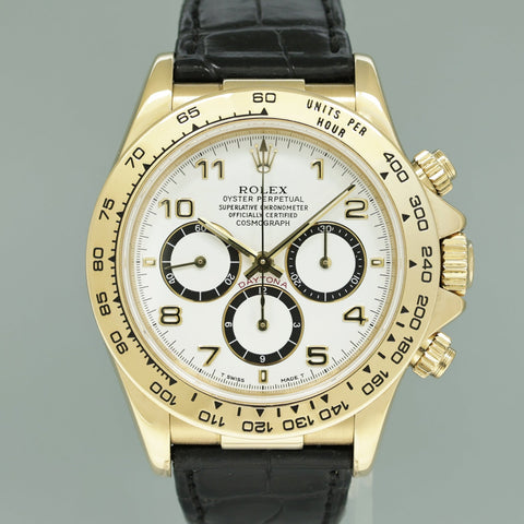 1991 Rolex Daytona Zenith 16518 White Inverted 6 Arabic Chrono Yellow Gold Watch Box