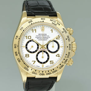 1991 Rolex Daytona Zenith 16518 White Inverted 6 Arabic Chrono Yellow Gold Watch Box