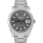 NEW PAPERS Rolex DateJust Rhodium 41mm 18K Fluted Steel Oyster Watch 126334 BOX