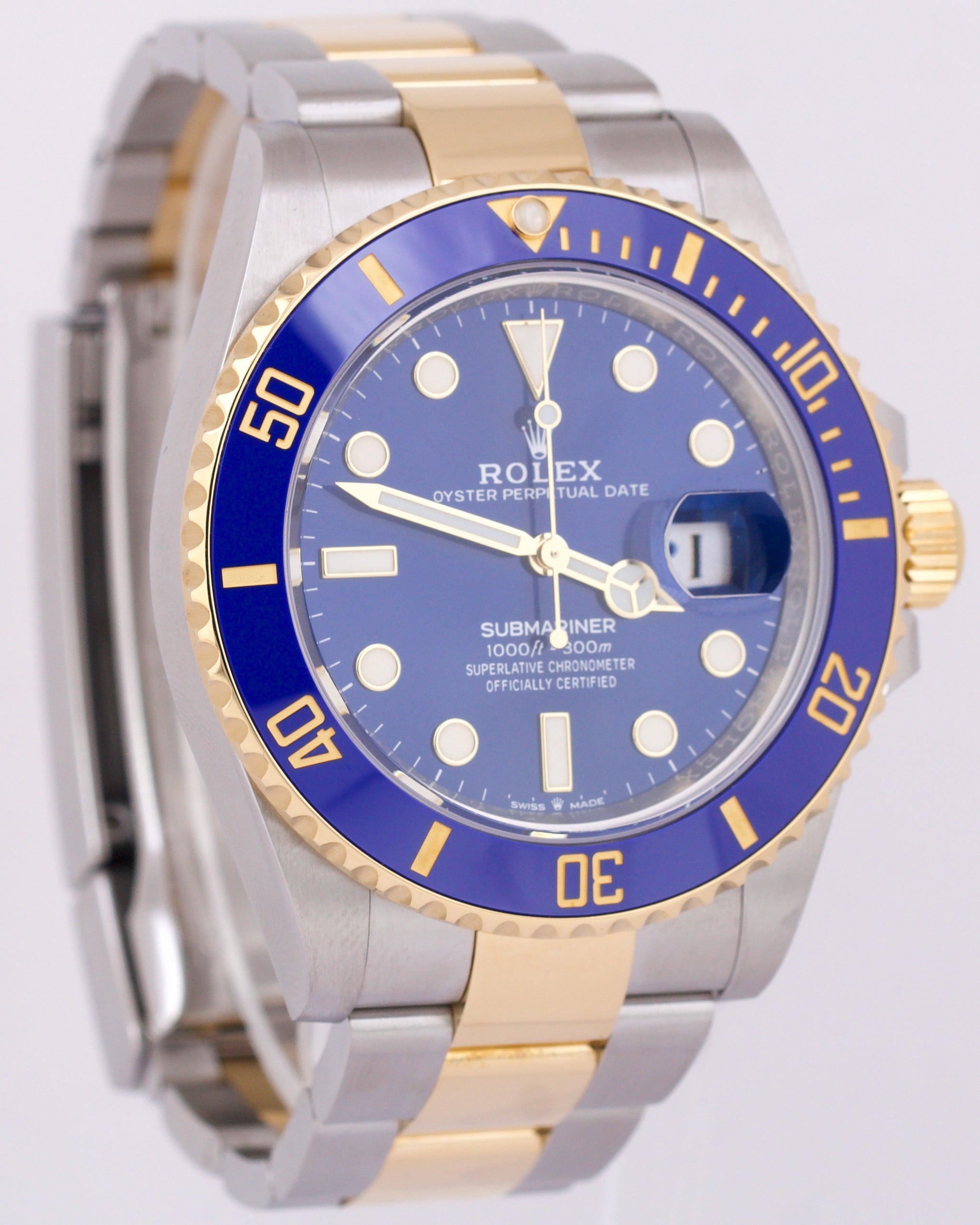 MINT Rolex Submariner Date BLUE Stainless Steel 18K Yellow Gold 41mm 126613 LB