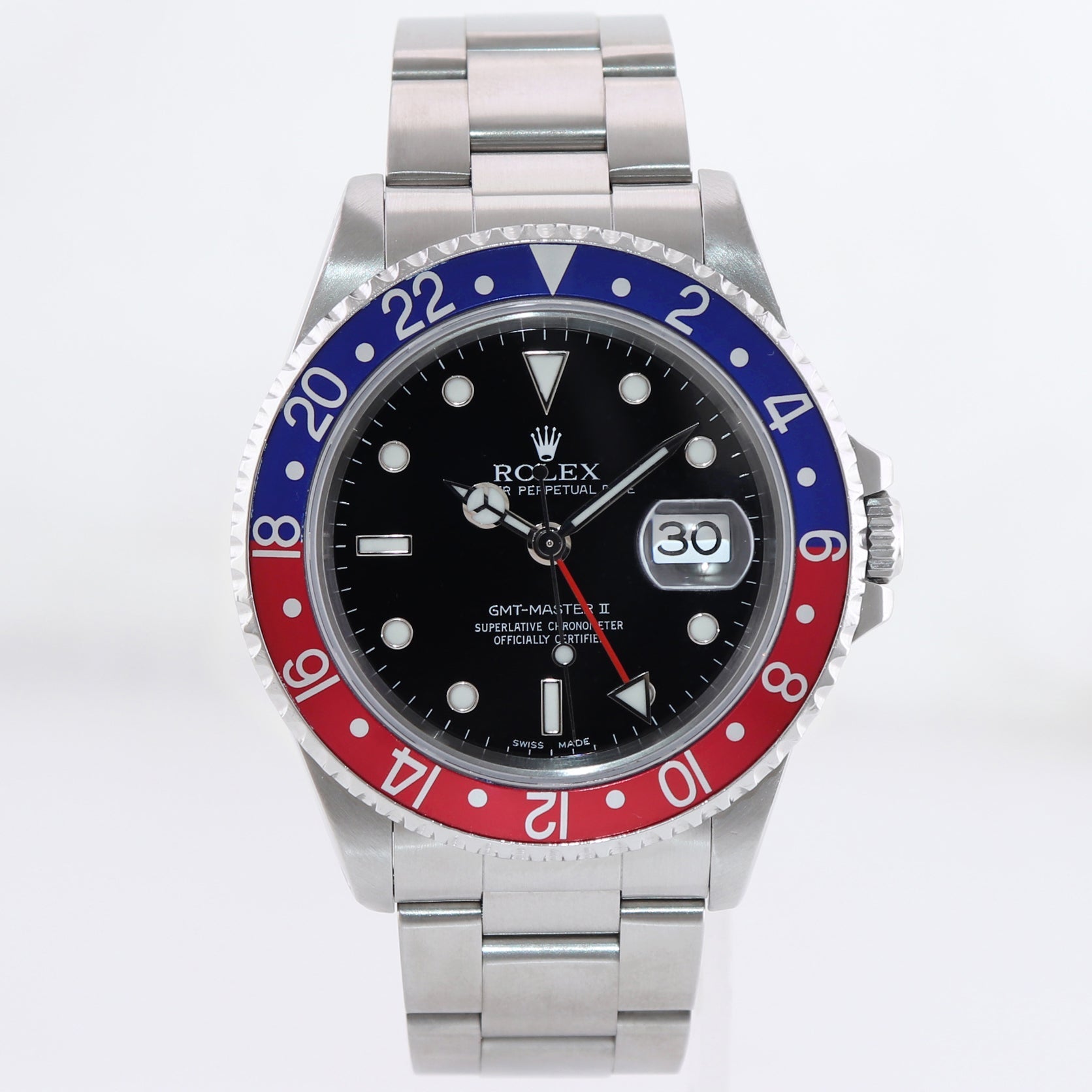 MINT 2002 Rolex GMT-Master 2 Pepsi Blue Red Steel 16710 Watch Black 40mm Watch