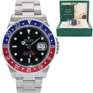 MINT 2002 Rolex GMT-Master 2 Pepsi Blue Red Steel 16710 Watch Black 40mm Watch