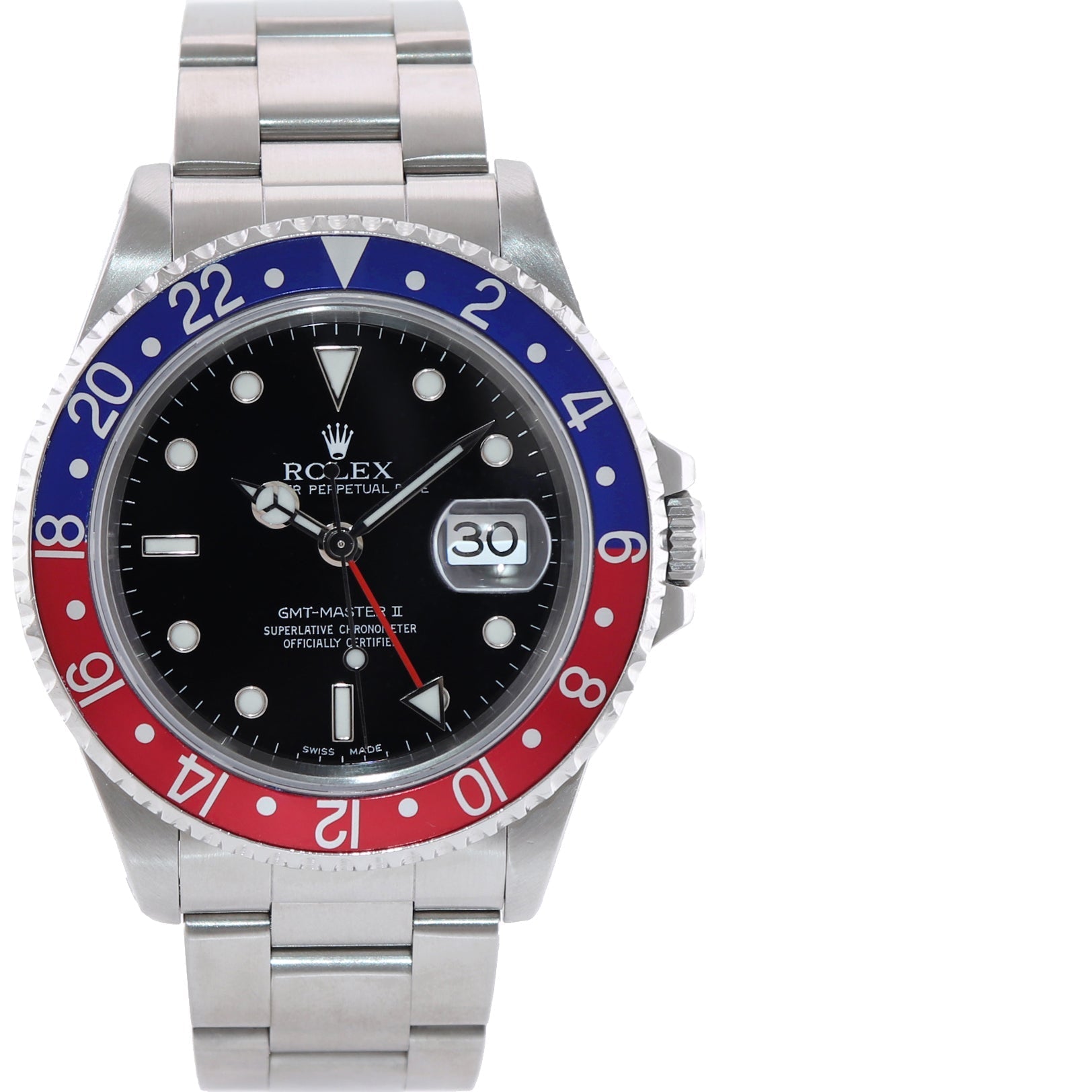 MINT 2002 Rolex GMT-Master 2 Pepsi Blue Red Steel 16710 Watch Black 40mm Watch