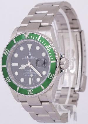 PAPERS Rolex Submariner Date 40mm KERMIT Green Stainless REHAUT 16610 LV BOX