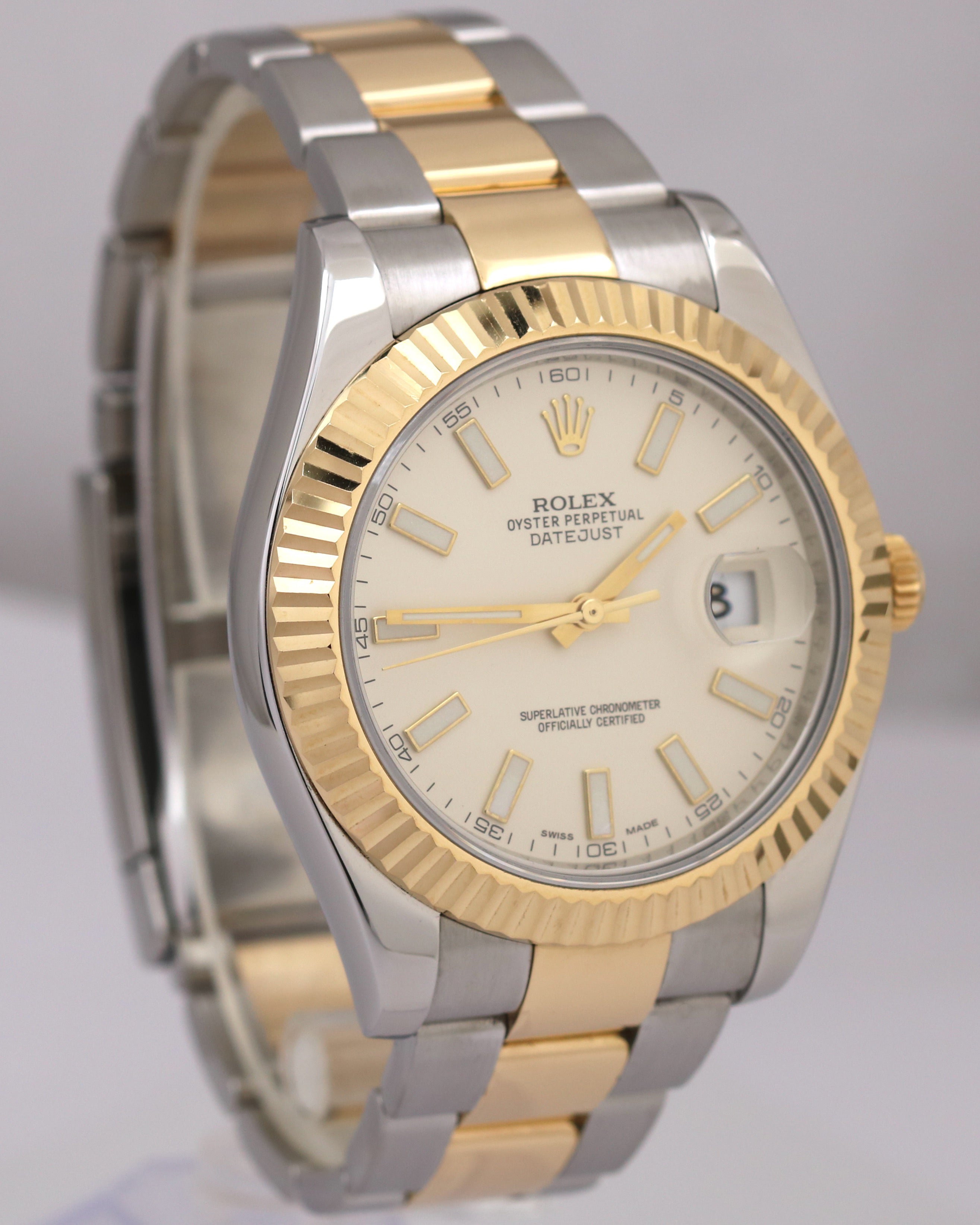 Rolex Datejust II 2 IVORY Two-Tone 18K Yellow Gold Oyster Steel 41mm 116333