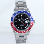 MINT 2000 Rolex GMT-Master 2 Pepsi Blue Red Steel 16710 Watch Black Watch Box