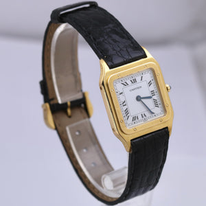 VINTAGE Cartier Paris Santos Dumont 96054 EXTRA PLATE 18K Yellow Gold Watch