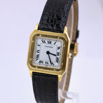 VINTAGE Cartier Paris Santos Dumont 96054 EXTRA PLATE 18K Yellow Gold Watch