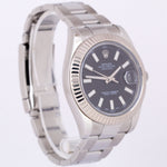 Rolex DateJust II 41 BLACK Steel 18K White Gold 41mm Fluted Oyster 116334
