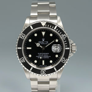 MINT 2009 ENGRAVED REHAUT Rolex Submariner Date 16610 Stainless Steel Black Watch