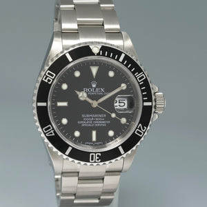 MINT 2009 ENGRAVED REHAUT Rolex Submariner Date 16610 Stainless Steel Black Watch