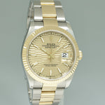 2023 Rolex DateJust 36mm Champagne Motif Two Tone Gold Oyster 126233 Watch Box