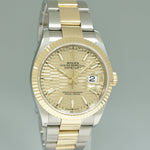 2023 Rolex DateJust 36mm Champagne Motif Two Tone Gold Oyster 126233 Watch Box