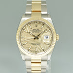 2023 Rolex DateJust 36mm Champagne Palm Motif Two Tone Gold Oyster 126233 Watch
