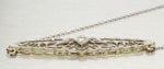 Antique Art Deco 0.07ct Diamond Conversion Pendant 18" Necklace - 14k White Gold