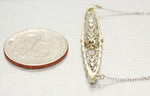 Antique Art Deco 0.07ct Diamond Conversion Pendant 18" Necklace - 14k White Gold