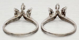 Vintage 0.48ctw Pear Diamond Stackable Chevron Rings - 14k White Gold Bands