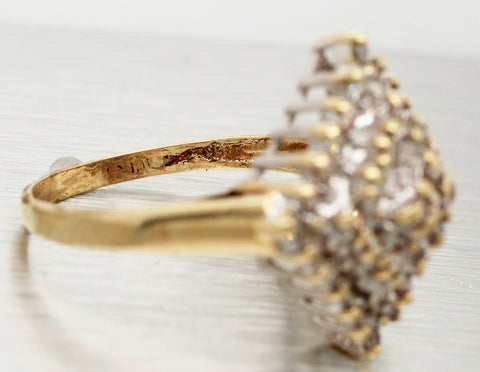 Vintage 0.40ctw Diamond Cluster Rhombus Cocktail Ring - 10k Yellow & White Gold