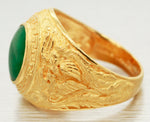 Prima 24k Yellow Gold Jade Ring - Mosaic Matte Finish Setting - Size 8