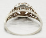 Antique Art Deco 0.20ct Diamond Solitaire Ring - 18k White Gold Filigree Setting