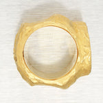 Vintage 18k Yellow Gold Hammered Band Ring - Brushed & Stardust Finish