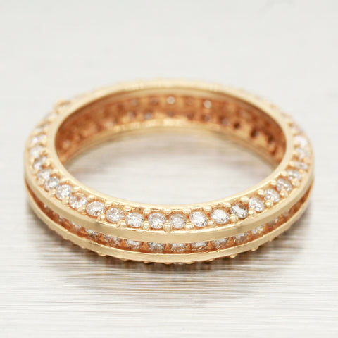 Vintage 1.25ctw Pave Diamond Eternity Ring - 14k Yellow Gold Wedding Band - 7.75