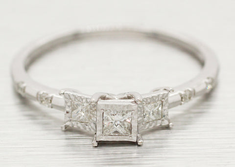 Vintage 0.65ctw Diamond Wedding Ring Bridal Set - 14k White Gold Band & Ring