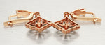 Antique Art Deco 0.60ctw Diamond Rhombus Earrings - Drop Dangle - 14k Rose Gold