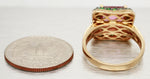 LeVian Pink Quartz & Tsavorite Cocktail Ring - 14k Yellow Gold Band