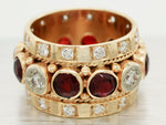 Vintage 2.00ctw Garnet & Diamond Ring - 14k Yellow Gold Milgrain Band
