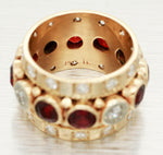 Vintage 2.00ctw Garnet & Diamond Ring - 14k Yellow Gold Milgrain Band