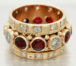 Vintage 2.00ctw Garnet & Diamond Ring - 14k Yellow Gold Milgrain Band