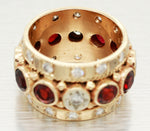Vintage 2.00ctw Garnet & Diamond Ring - 14k Yellow Gold Milgrain Band