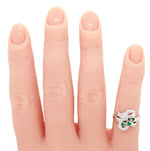 Antique Art Deco 0.40ctw Emerald & Diamond Ribbon Ring - 14k White Gold Swirl