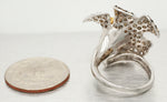 Samuel Benham Citrine & Champagne Diamond Flower Ring - 14k White Gold