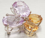 John C Rinker JCR Amethyst & Citrine Butterfly Brooch - 14k White Gold Pin