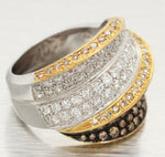 Two-Tone Chocolate & White Diamond Cocktail Ring - 18k Yellow/White Gold Band