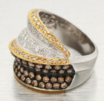 Two-Tone Chocolate & White Diamond Cocktail Ring - 18k Yellow/White Gold Band