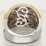 Two-Tone Chocolate & White Diamond Cocktail Ring - 18k Yellow/White Gold Band