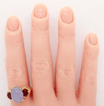 Vintage Light Cabochon Amethyst Cocktail Ring - Garnet Accents - 14k Yellow Gold