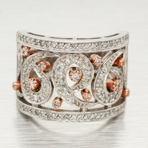 Sonia Bitton 0.50ctw Diamond Swirls & Rose Gold Band Ring | 14k White Gold