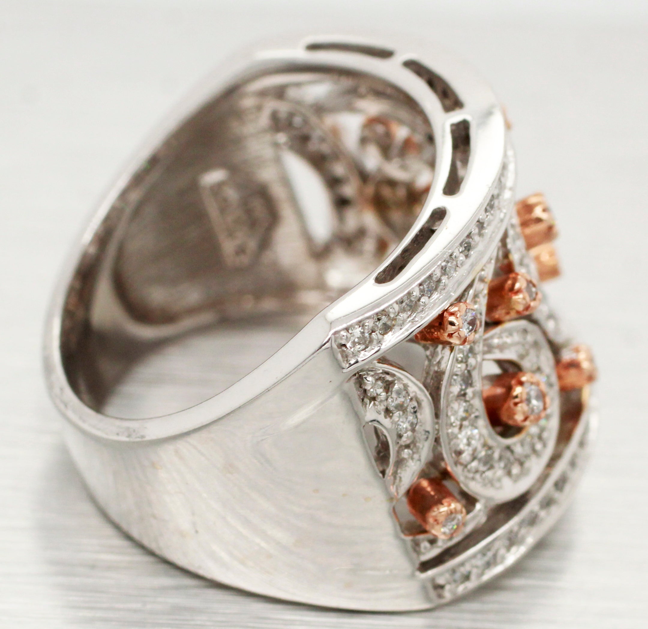 Sonia Bitton 0.50ctw Diamond Swirls & Rose Gold Band Ring | 14k White Gold