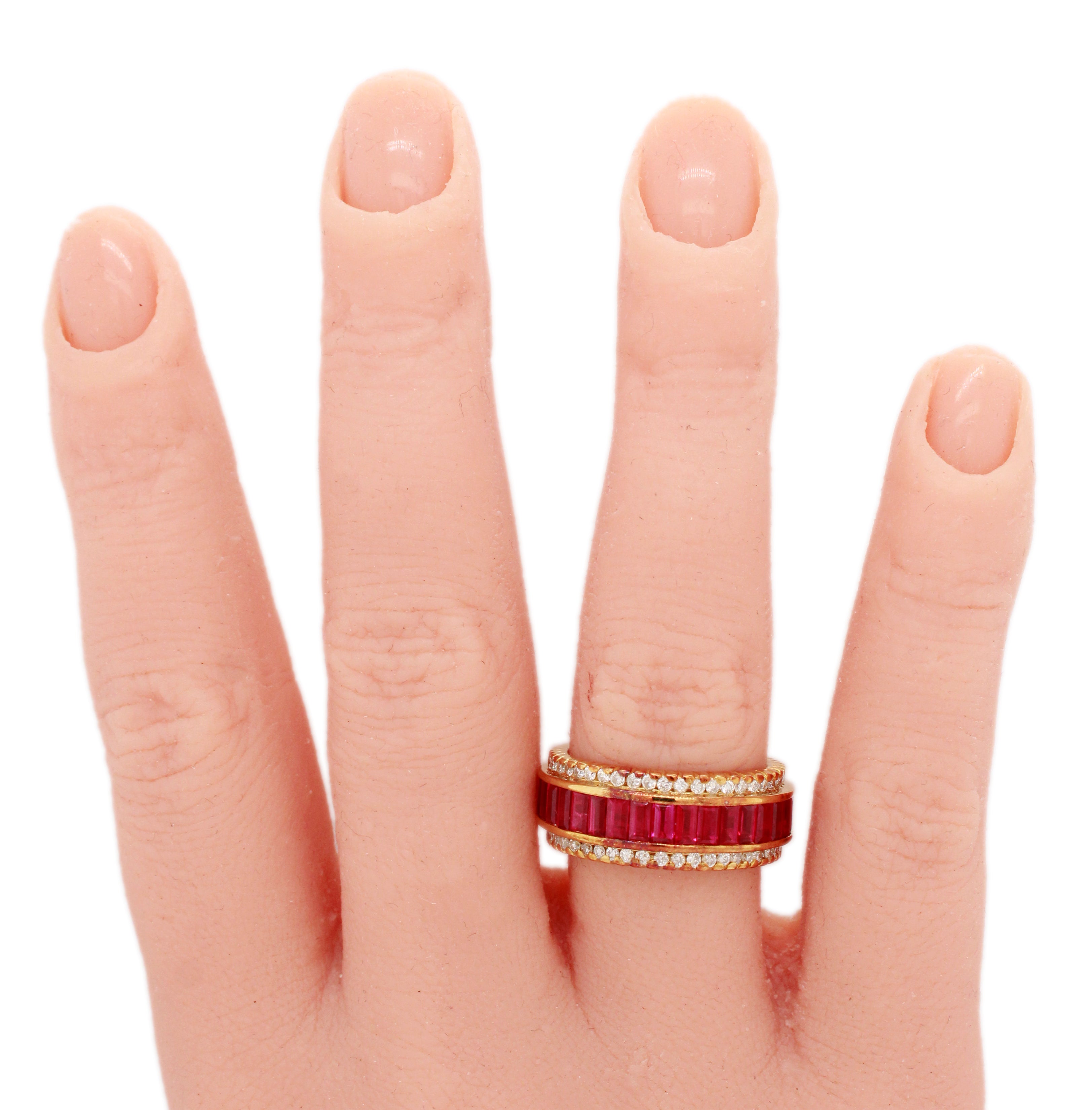 Sonia Bitton 5.20ctw Ruby & Diamond Eternity Ring | 18k Yellow Gold Band