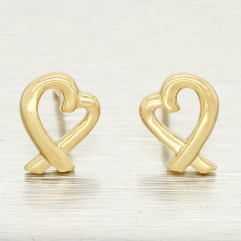 Tiffany & Co. Paloma Picasso Loving Heart Earrings | 18k Yellow Gold | w/ Pouch